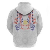 Philippines Barong Style Hoodie Polynesian Kakau Art Tattoos with Tribal Filipino Sun