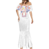 Philippines Barong Style Mermaid Dress Polynesian Kakau Art Tattoos with Tribal Filipino Sun