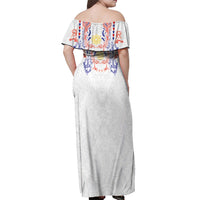 Philippines Barong Style Off Shoulder Maxi Dress Polynesian Kakau Art Tattoos with Tribal Filipino Sun LT03 - Polynesian Pride