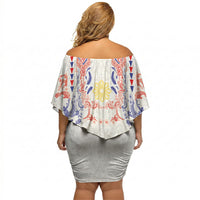 Philippines Barong Style Off Shoulder Short Dress Polynesian Kakau Art Tattoos with Tribal Filipino Sun LT03 - Polynesian Pride