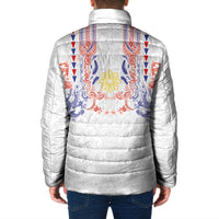 Philippines Barong Style Padded Jacket Polynesian Kakau Art Tattoos with Tribal Filipino Sun