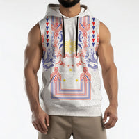 Philippines Barong Style Sleeveless Hoodie Polynesian Kakau Art Tattoos with Tribal Filipino Sun