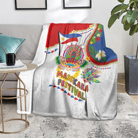 Philippines MassKara Festival Blanket Smile Masks with Hawaiian Art Pattern and Tropical Plants