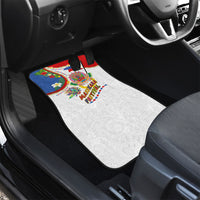 Philippines MassKara Festival Car Mats Smile Masks with Hawaiian Art Pattern and Tropical Plants