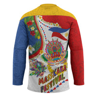 Philippines MassKara Festival Hockey Jersey Smile Masks with Hawaiian Art Pattern and Tropical Plants