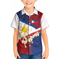 Philippines Basketball Custom Kid Hawaiian Shirt Pilipinas Tribal Pattern LT03 Kid Multicolor - Polynesian Pride