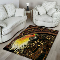 Papua New Guinea and Indonesia Batik Area Rug Bird of Paradise with Tribal Batik Patterns