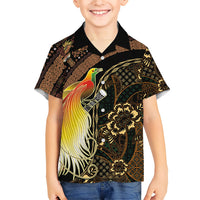 Papua New Guinea and Indonesia Batik Kid Hawaiian Shirt Bird of Paradise with Tribal Batik Patterns LT03 Kid Multicolor - Polynesian Pride