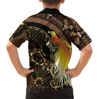 Papua New Guinea and Indonesia Batik Kid Hawaiian Shirt Bird of Paradise with Tribal Batik Patterns LT03 - Polynesian Pride