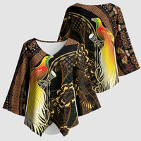 Papua New Guinea and Indonesia Batik Kimono Sleeve Blouse Bird of Paradise with Tribal Batik Patterns