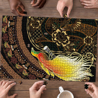 Papua New Guinea and Indonesia Batik Puzzle Bird of Paradise with Tribal Batik Patterns
