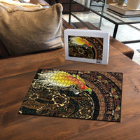 Papua New Guinea and Indonesia Batik Puzzle Bird of Paradise with Tribal Batik Patterns