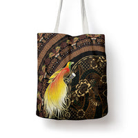 Papua New Guinea and Indonesia Batik Tote Bag Bird of Paradise with Tribal Batik Patterns