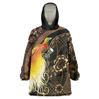 Papua New Guinea and Indonesia Batik Wearable Blanket Hoodie Bird of Paradise with Tribal Batik Patterns