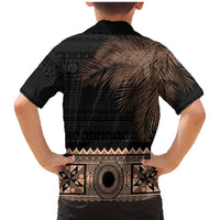 Fiji Palm Leaves Family Matching Mermaid Dress and Hawaiian Shirt Masi and Tapa Tribal Pattern Beige Color LT03 - Polynesian Pride