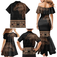 Fiji Palm Leaves Family Matching Mermaid Dress and Hawaiian Shirt Masi and Tapa Tribal Pattern Beige Color LT03 - Polynesian Pride