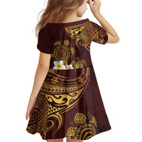 Polynesian Turtle Family Matching Off The Shoulder Long Sleeve Dress and Hawaiian Shirt Plumeria Hibiscus Pattern Oxblood LT03 - Polynesian Pride