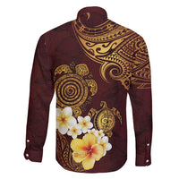 Polynesian Turtle Family Matching Short Sleeve Bodycon Dress and Hawaiian Shirt Plumeria Hibiscus Pattern Oxblood LT03 - Polynesian Pride