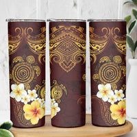 Polynesian Turtle Skinny Tumbler Plumeria Hibiscus Pattern Oxblood