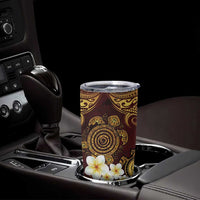 Polynesian Turtle Tumbler Cup Plumeria Hibiscus Pattern Oxblood