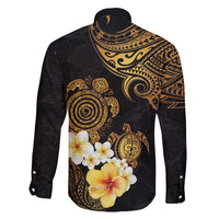 Polynesian Turtle Family Matching Tank Maxi Dress and Hawaiian Shirt Plumeria Hibiscus Pattern Black Color