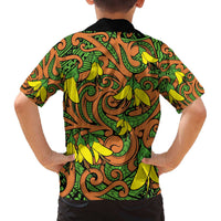 New Zealand Kowhai Flowers Family Matching Puletasi and Hawaiian Shirt Maori Koru Pattern LT03 - Polynesian Pride