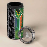 Custom Aotearoa South Africa Rugby Freedom Cup 4 in 1 Can Cooler Tumbler Maori Silver Fern Art and Sporty Flag SA LT03 - Polynesian Pride