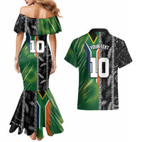 Custom Aotearoa South Africa Rugby Freedom Cup Couples Matching Mermaid Dress and Hawaiian Shirt Maori Silver Fern Art and Sporty Flag SA LT03 - Polynesian Pride