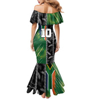 Custom Aotearoa South Africa Rugby Freedom Cup Family Matching Mermaid Dress and Hawaiian Shirt Maori Silver Fern Art and Sporty Flag SA LT03 - Polynesian Pride