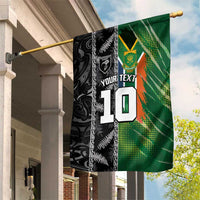 Custom Aotearoa South Africa Rugby Freedom Cup Garden Flag Maori Silver Fern Art and Sporty Flag SA LT03 House Flag Black - Polynesian Pride