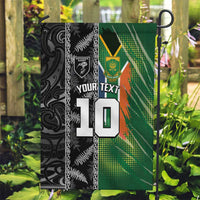 Custom Aotearoa South Africa Rugby Freedom Cup Garden Flag Maori Silver Fern Art and Sporty Flag SA LT03 Garden Flag Black - Polynesian Pride