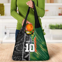 Custom Aotearoa South Africa Rugby Freedom Cup Grocery Bag Maori Silver Fern Art and Sporty Flag SA LT03 - Polynesian Pride