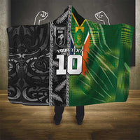 Custom Aotearoa South Africa Rugby Freedom Cup Hooded Blanket Maori Silver Fern Art and Sporty Flag SA LT03 - Polynesian Pride