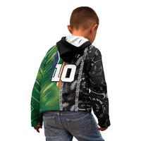 Custom Aotearoa South Africa Rugby Freedom Cup Kid Hoodie Maori Silver Fern Art and Sporty Flag SA LT03 - Polynesian Pride