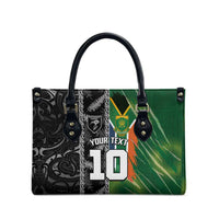 Custom Aotearoa South Africa Rugby Freedom Cup Leather Bag Maori Silver Fern Art and Sporty Flag SA LT03 - Polynesian Pride