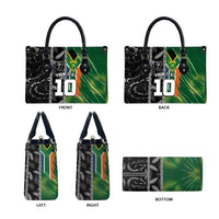 Custom Aotearoa South Africa Rugby Freedom Cup Leather Bag Maori Silver Fern Art and Sporty Flag SA LT03 - Polynesian Pride