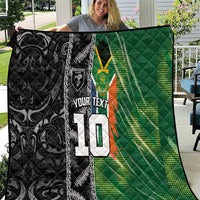Custom Aotearoa South Africa Rugby Freedom Cup Quilt Maori Silver Fern Art and Sporty Flag SA LT03 Black - Polynesian Pride