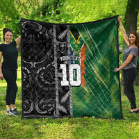 Custom Aotearoa South Africa Rugby Freedom Cup Quilt Maori Silver Fern Art and Sporty Flag SA LT03 - Polynesian Pride