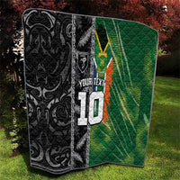 Custom Aotearoa South Africa Rugby Freedom Cup Quilt Maori Silver Fern Art and Sporty Flag SA LT03 - Polynesian Pride