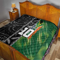 Custom Aotearoa South Africa Rugby Freedom Cup Quilt Maori Silver Fern Art and Sporty Flag SA LT03 - Polynesian Pride