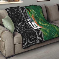 Custom Aotearoa South Africa Rugby Freedom Cup Quilt Maori Silver Fern Art and Sporty Flag SA LT03 - Polynesian Pride
