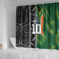 Custom Aotearoa South Africa Rugby Freedom Cup Shower Curtain Maori Silver Fern Art and Sporty Flag SA LT03 - Polynesian Pride