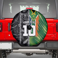 Custom Aotearoa South Africa Rugby Freedom Cup Spare Tire Cover Maori Silver Fern Art and Sporty Flag SA LT03 - Polynesian Pride