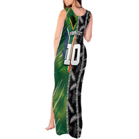 Custom Aotearoa South Africa Rugby Freedom Cup Tank Maxi Dress Maori Silver Fern Art and Sporty Flag SA LT03 - Polynesian Pride