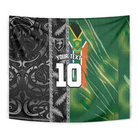 Custom Aotearoa South Africa Rugby Freedom Cup Tapestry Maori Silver Fern Art and Sporty Flag SA LT03 - Polynesian Pride