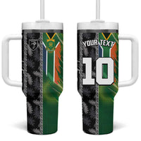 Custom Aotearoa South Africa Rugby Freedom Cup Tumbler With Handle Maori Silver Fern Art and Sporty Flag SA LT03 One Size: 40 oz Black - Polynesian Pride