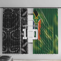 Custom Aotearoa South Africa Rugby Freedom Cup Window Curtain Maori Silver Fern Art and Sporty Flag SA LT03 With Hooks Black - Polynesian Pride