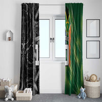 Custom Aotearoa South Africa Rugby Freedom Cup Window Curtain Maori Silver Fern Art and Sporty Flag SA LT03 - Polynesian Pride