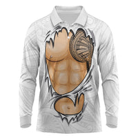 Samoan Tatau Long Sleeve Polo Shirt Tattoo Reveal Effect