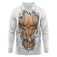 Hawaiian Kakau Long Sleeve Polo Shirt Aquaman Tattoo Reveal Effect
